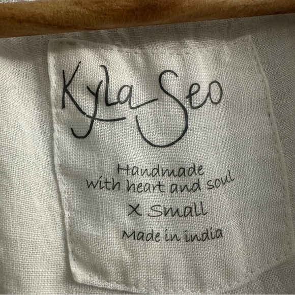 Kyla Seo Handmade Cardigan Kimono Shawl Embroidered Boho Linen Size Extra Small - Picture 6 of 8
